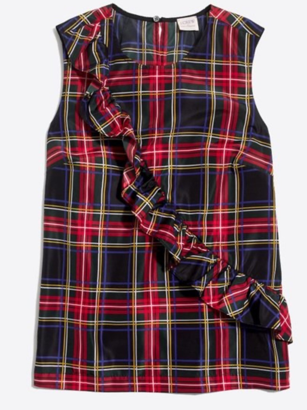 J. Crew Stewart Tartan Plaid Ruffle Blouse Top Tank Holiday Career Petite 6